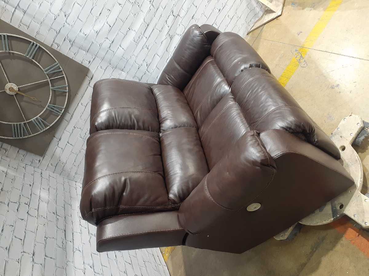 Rackingburg Leather Dual Sided Power Reclining Loveseat - Dark Brown - Gallery Image 7